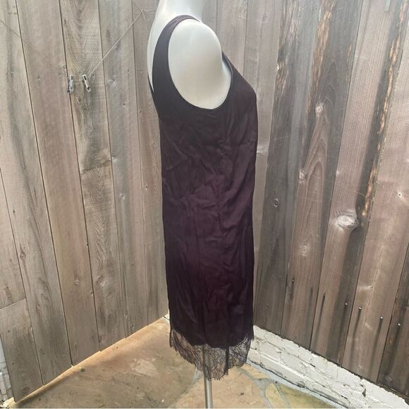 ALLSAINTS Eloise Sleeveless V neck Burgundy chocolate Lace Trim Slip Dress Small - Picture 4 of 11